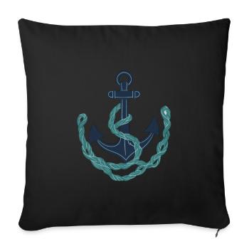 Vintage Anchor Design Hobby Fisherman Seafarer - Sofa pillowcase 17,3'' x 17,3'' (45 x 45 cm) - black - Front