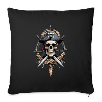 Drapeaux de pirate crâne Jolly Roger costume de pirate - Housse de coussin décorative 45 x 45 cm - noir - Devant