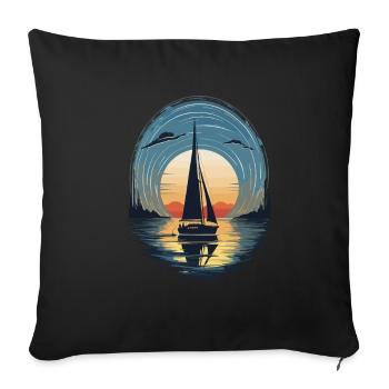 Sunset Sailboat Adventure Sea - Sofa pillowcase 17,3'' x 17,3'' (45 x 45 cm) - black - Front