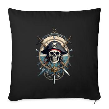 Drapeaux de pirate crâne Jolly Roger costume de pirate - Housse de coussin décorative 45 x 45 cm - noir - Devant