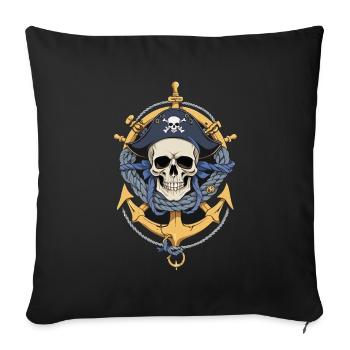 Drapeaux de pirate crâne Jolly Roger costume de pirate - Housse de coussin décorative 45 x 45 cm - noir - Devant
