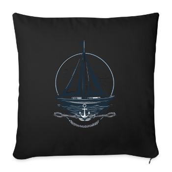 Voilier nautique motif aventure - Housse de coussin décorative 45 x 45 cm - noir - Devant