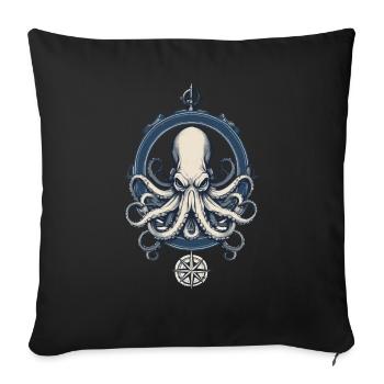 Octopus Sea Monster Fisherman Sailboat Sea Lover - Sofa pillowcase 17,3'' x 17,3'' (45 x 45 cm) - black - Front