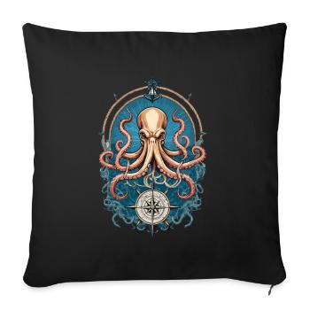 Octopus Sea Monster Hobby Pêcheur Marin - Housse de coussin décorative 45 x 45 cm - noir - Devant