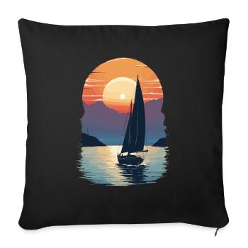 Sunset by the Sea Sailing Adventure - Sofa pillowcase 17,3'' x 17,3'' (45 x 45 cm) - black - Front