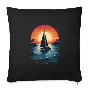 Sunset Sailing Adventure Sea - Sofa pillowcase 17,3'' x 17,3'' (45 x 45 cm) - black - Front