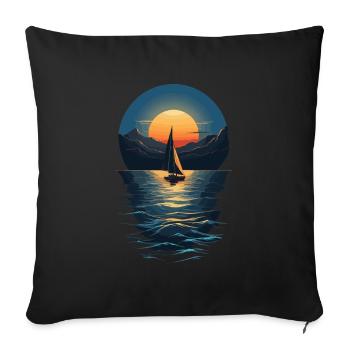 Sailboat Sunset on Lake Landscape - Sofa pillowcase 17,3'' x 17,3'' (45 x 45 cm) - black - Front