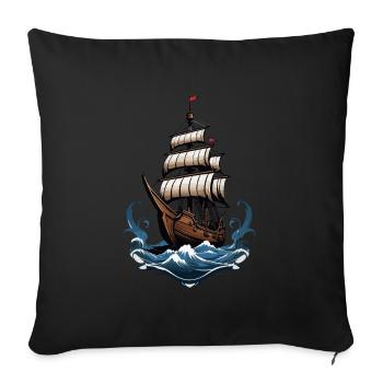 Majestic sailing ship on the high seas - Sofa pillowcase 17,3'' x 17,3'' (45 x 45 cm) - black - Front