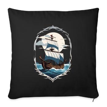 Adventurous Sailing Ship Motif - Sofa pillowcase 17,3'' x 17,3'' (45 x 45 cm) - black - Front