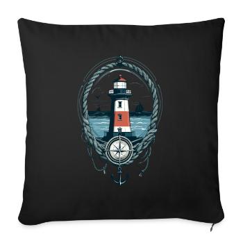Lighthouse Hobby Fisherman Seafarer Sea Lover - Sofa pillowcase 17,3'' x 17,3'' (45 x 45 cm) - black - Front