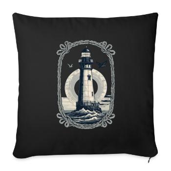 Phare Hobby Pêcheur Marin Style Vintage - Housse de coussin décorative 45 x 45 cm - noir - Devant