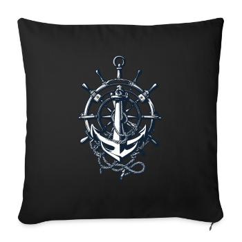 Captain Steering Wheel Anchor Adventure Blessing - Sofa pillowcase 17,3'' x 17,3'' (45 x 45 cm) - black - Front