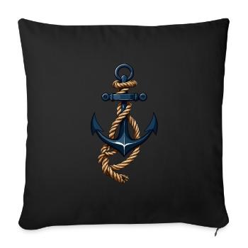 Esthétique Ancre Design Hobby Pêcheur Marin - Housse de coussin décorative 45 x 45 cm - noir - Devant