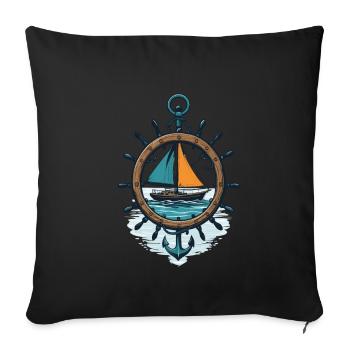 Maritime sailing adventure for explorers - Sofa pillowcase 17,3'' x 17,3'' (45 x 45 cm) - black - Front