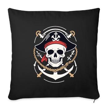 Drôle de Pirate Tenue Jolly Roger Design - Housse de coussin décorative 45 x 45 cm - noir - Devant