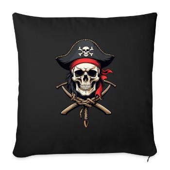 Drapeaux de pirate crâne Jolly Roger costume de pirate - Housse de coussin décorative 45 x 45 cm - noir - Devant