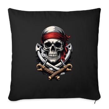 Drapeaux de pirate crâne Jolly Roger costume de pirate - Housse de coussin décorative 45 x 45 cm - noir - Devant