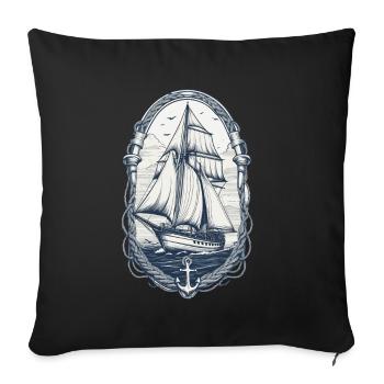 Elegant Sailing Ship Adventure Motif - Sofa pillowcase 17,3'' x 17,3'' (45 x 45 cm) - black - Front