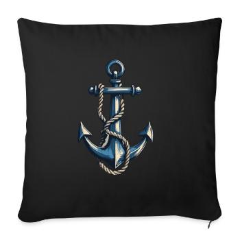 Ancre Vintage Design Hobby Pêcheur Marin - Housse de coussin décorative 45 x 45 cm - noir - Devant