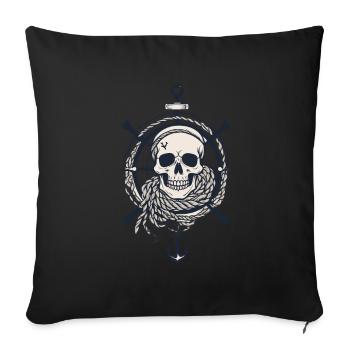 Drapeaux de pirate crâne Jolly Roger costume de pirate - Housse de coussin décorative 45 x 45 cm - noir - Devant