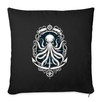 Octopus Sea Monster Sailboat Sea Lover - Sofa pillowcase 17,3'' x 17,3'' (45 x 45 cm) - black - Front