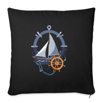 Maritime sailing adventure motif - Sofa pillowcase 17,3'' x 17,3'' (45 x 45 cm) - black - Front