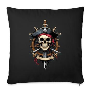 Drapeaux de pirate crâne Jolly Roger costume de pirate - Housse de coussin décorative 45 x 45 cm - noir - Devant