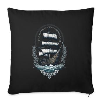 Historic sailing ship adventure on the high seas - Sofa pillowcase 17,3'' x 17,3'' (45 x 45 cm) - black - Front