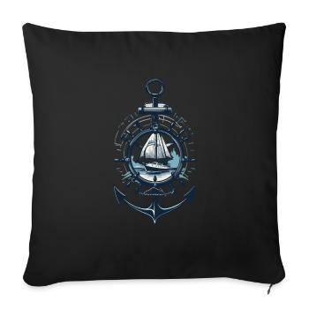 Maritime Adventure Sailboat Anchor - Sofa pillowcase 17,3'' x 17,3'' (45 x 45 cm) - black - Front