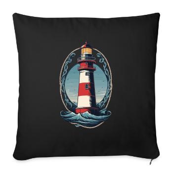 Phare Hobby Pêcheur Marin Amoureux de la mer - Housse de coussin décorative 45 x 45 cm - noir - Devant