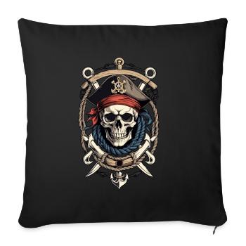 Drapeaux de pirate crâne Jolly Roger costume de pirate - Housse de coussin décorative 45 x 45 cm - noir - Devant