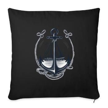 Vintage Anchor Design Hobby Fisherman Seafarer - Sofa pillowcase 17,3'' x 17,3'' (45 x 45 cm) - black - Front