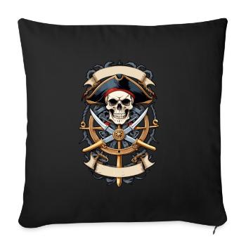 Drapeaux de pirate crâne Jolly Roger costume de pirate - Housse de coussin décorative 45 x 45 cm - noir - Devant