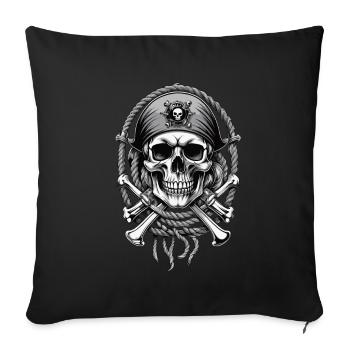 Drapeaux de pirate crâne Jolly Roger costume de pirate - Housse de coussin décorative 45 x 45 cm - noir - Devant