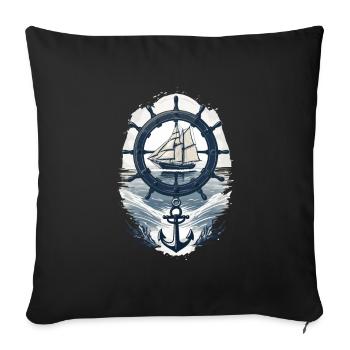 Maritime Adventure Sailing Ship - Sofa pillowcase 17,3'' x 17,3'' (45 x 45 cm) - black - Front