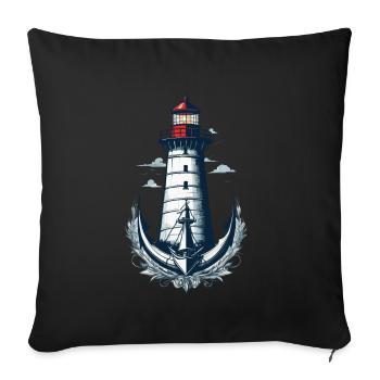 Lighthouse Hobby Fisherman Seafarer Sea Lover - Sofa pillowcase 17,3'' x 17,3'' (45 x 45 cm) - black - Front
