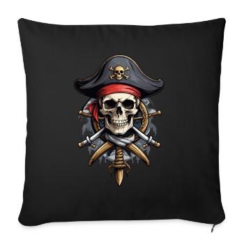 Drapeaux de pirate crâne Jolly Roger costume de pirate - Housse de coussin décorative 45 x 45 cm - noir - Devant