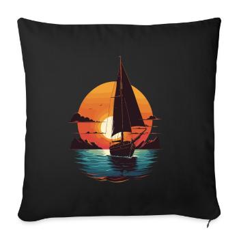 Sailing Adventure Sunset Sea - Sofa pillowcase 17,3'' x 17,3'' (45 x 45 cm) - black - Front