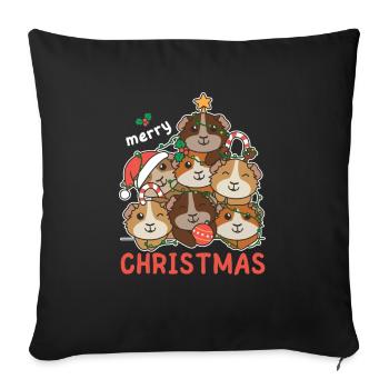 guinea pig christmas tree merry christmas - Sofa pillowcase 17,3'' x 17,3'' (45 x 45 cm) - black - Front