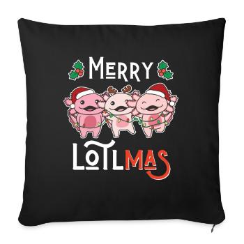 Joyeux Lotlmas Jeu de mots Axolotl Noël - Housse de coussin décorative 45 x 45 cm - noir - Devant