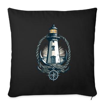 Lighthouse Hobby Fisherman Seafarer Sea Lover - Sofa pillowcase 17,3'' x 17,3'' (45 x 45 cm) - black - Front