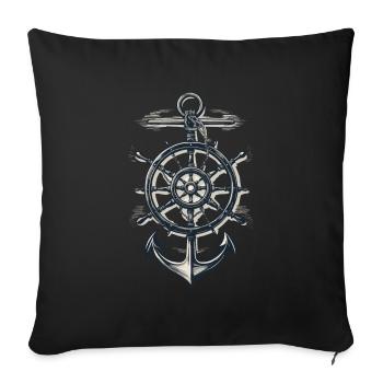 Maritime Compass Anchor Symbol - Sofa pillowcase 17,3'' x 17,3'' (45 x 45 cm) - black - Front