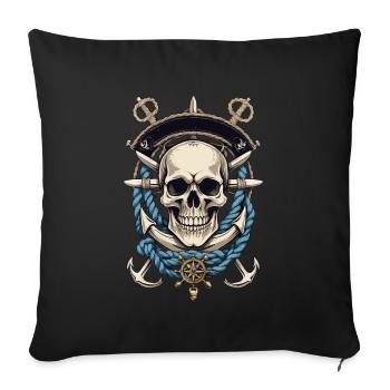 Pirate Costume Design Pirate Flag Jolly Roger - Sofa pillowcase 17,3'' x 17,3'' (45 x 45 cm) - black - Front