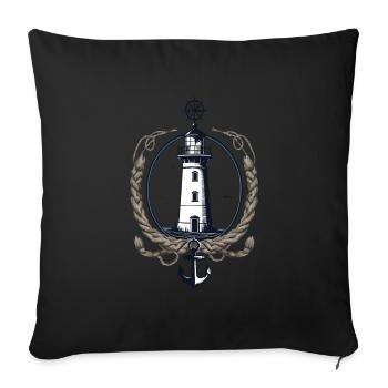 Phare Hobby Pêcheur Marin Style Vintage - Housse de coussin décorative 45 x 45 cm - noir - Devant