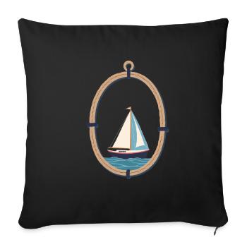 Marins Aventure Navigation maritime - Housse de coussin décorative 45 x 45 cm - noir - Devant
