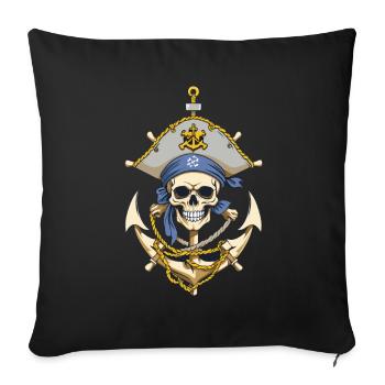 Drôle de Pirate Tenue Jolly Roger Design - Housse de coussin décorative 45 x 45 cm - noir - Devant
