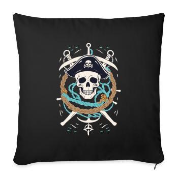 Drôle de Pirate Tenue Jolly Roger Design - Housse de coussin décorative 45 x 45 cm - noir - Devant