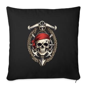 Costume de Pirate Drapeau Drapeau Jolly Roger - Housse de coussin décorative 45 x 45 cm - noir - Devant