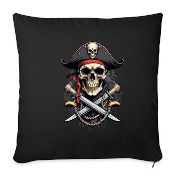 Pirate Costume Design Pirate Flag Jolly Roger - Sofa pillowcase 17,3'' x 17,3'' (45 x 45 cm) - black - Front