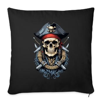 Pirate Costume Design Pirate Flag Jolly Roger - Sofa pillowcase 17,3'' x 17,3'' (45 x 45 cm) - black - Front